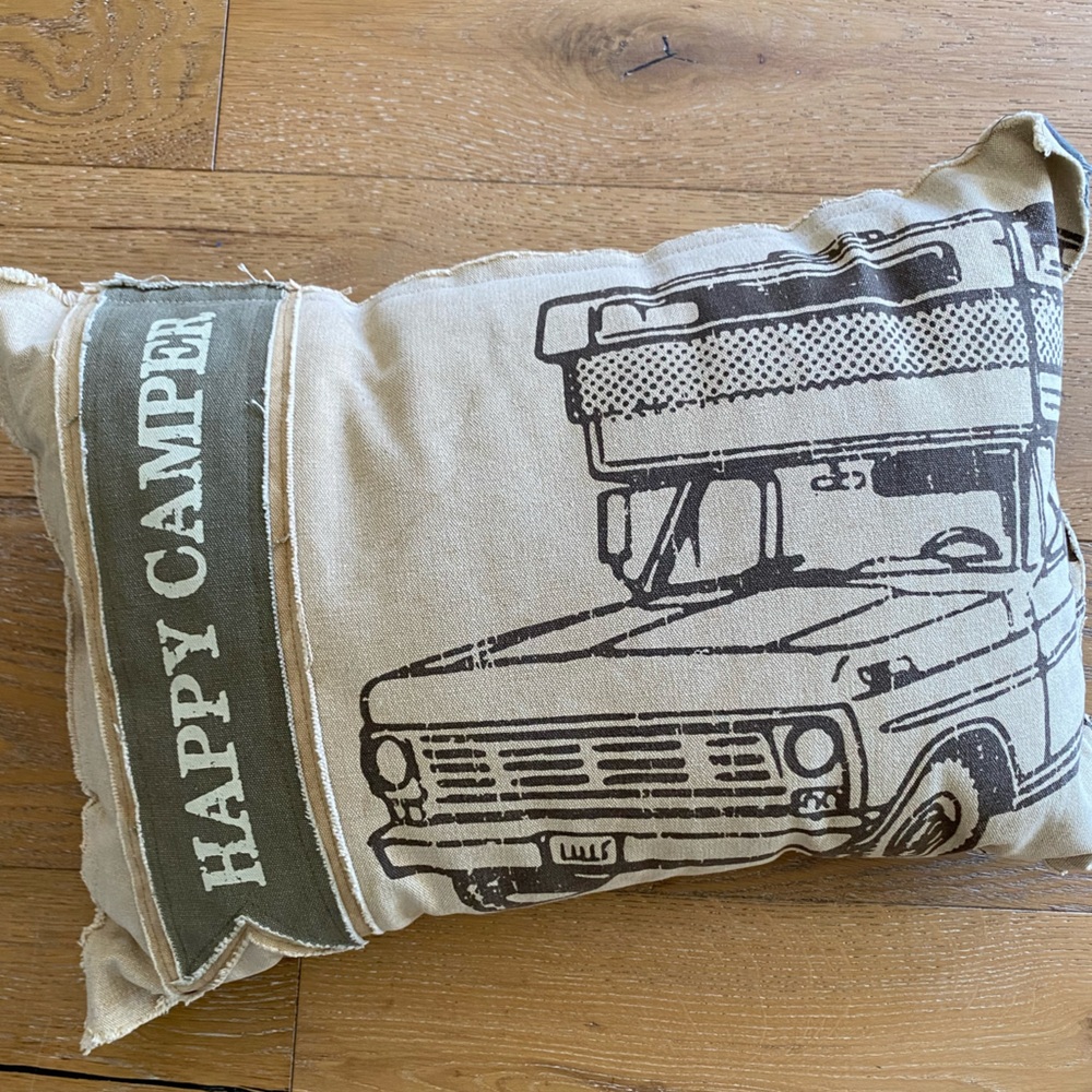HAPPY CAMPER throw pillow-like new!
